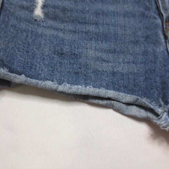 VANILLA STAR juniors SHORTS denim JEAN distressed FRAYED blue BUTTON-FLY SIZE 7 - Picture 3 of 8